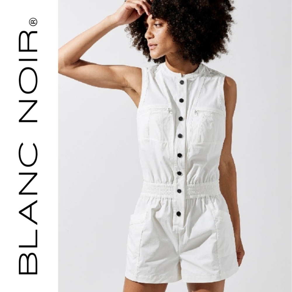 Blanc Noir Women’s Caravan Romper Jumpsuit Shorts White Utility Jumper Size M